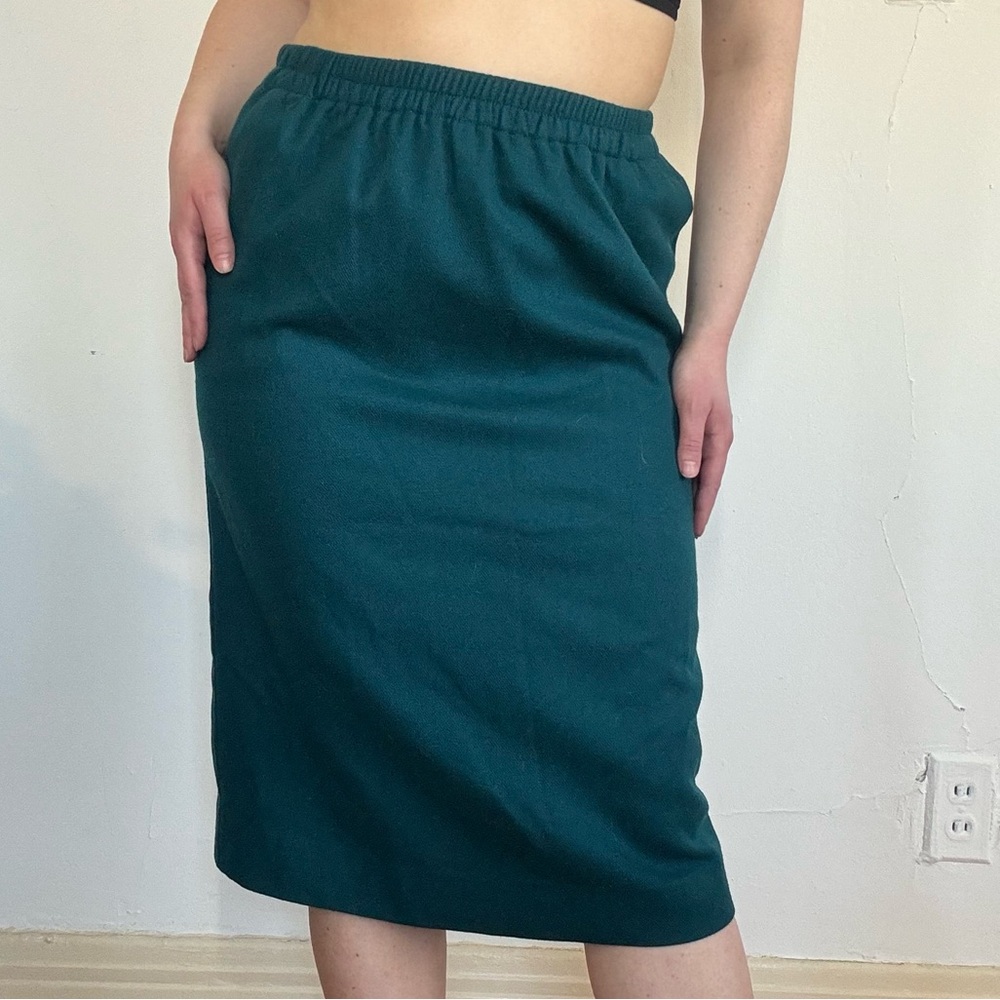 Vintage Alfred Dunner Teal Wool Pencil Skirt